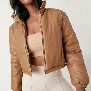 Faux leather puffer jacket